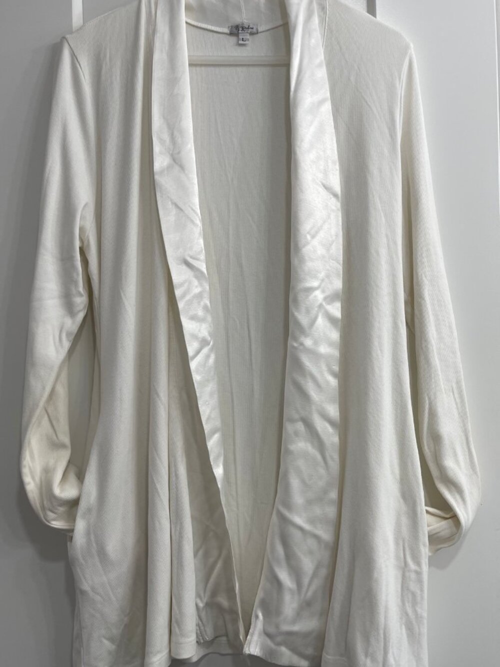 PJ Harlow Shelby White Open-Front Cardigan Size L